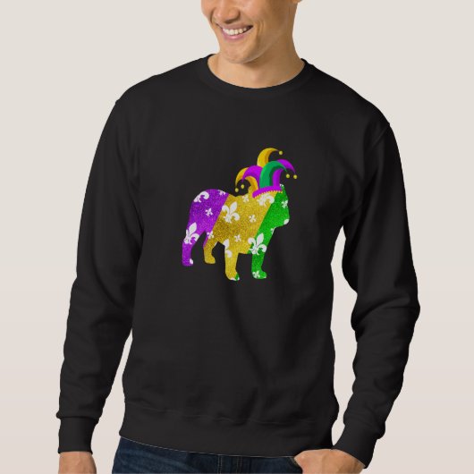 English Bulldog Dog Mardi Gras Carnivals Funny Pup Sweatshirt (Vorderseite)