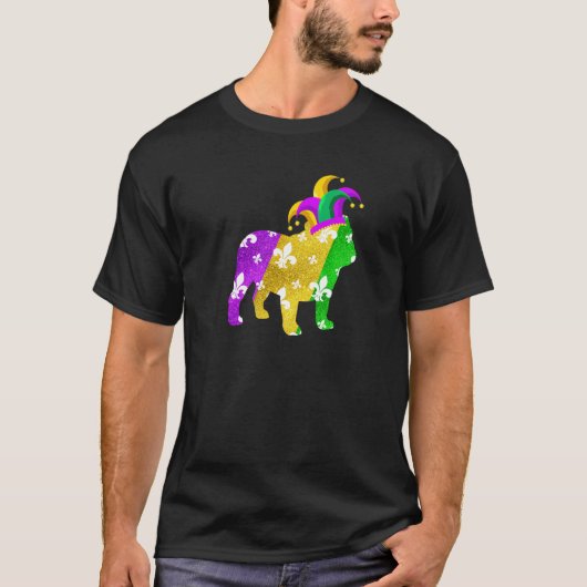 English Bulldog Dog Mardi Gras Carnivals Funny Pup T-Shirt (Vorderseite)