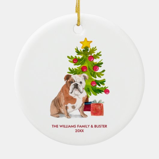 English Bulldog Dog Personalisiert Weihnachten Keramik Ornament (Hinten)