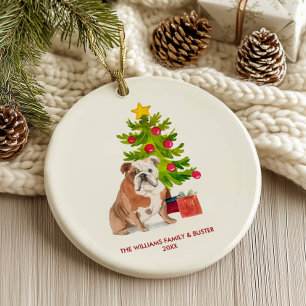 English Bulldog Dog Personalisiert Weihnachten Keramik Ornament