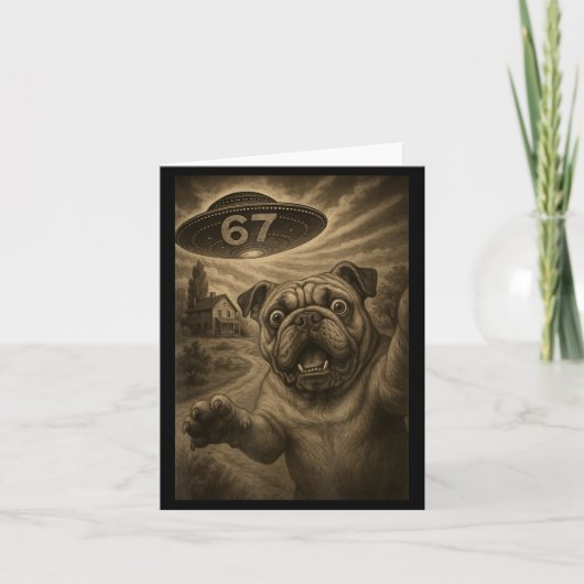 English Bulldog Dog Selfie 67 Meme Six Seven Funny Karte (Vorderseite)