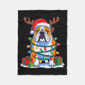 English Bulldog Dog Tree Christmas Lights Funny Xm Fleecedecke (Vorderseite)