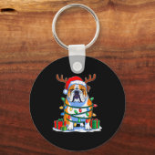 English Bulldog Dog Tree Christmas Lights Funny Xm Schlüsselanhänger (Vorderseite)