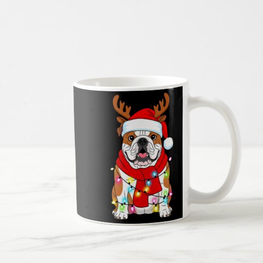English Bulldog Dog Tree Christmas Lights Xmas Paj Kaffeetasse (Rechts)