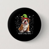 English Bulldog Dog Tree Christmas Sweater Xmas Do Button (Vorderseite)