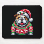 English Bulldog Dog Ugly Sweater Santa Hat Christm Mousepad (Vorne)