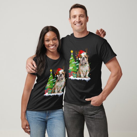 English Bulldog Dog Weihnachtsmannmütze Reindeer C T-Shirt (Unisex)