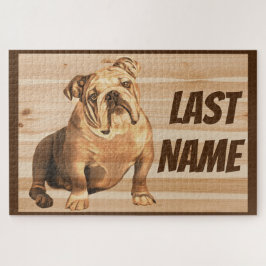 English Bulldog dog wood Rustic Puzzle