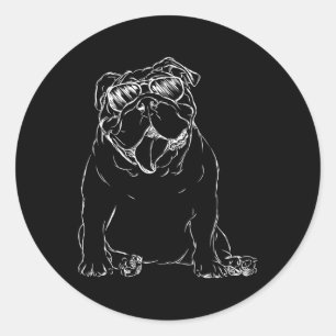 English Bulldog Downer Runder Aufkleber