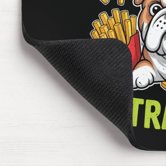 English Bulldog Exercise, Extra Fries Funny Mousepad (Ecke)