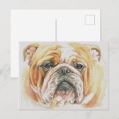English Bulldog Face Watercolor-Malerei Postkarte (Vorne/Hinten)