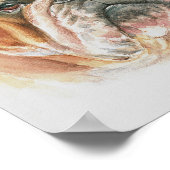 English Bulldog face Watercolor Poster (Ecke)