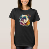 English Bulldog Face with Sunglasses T-Shirt (Vorderseite)