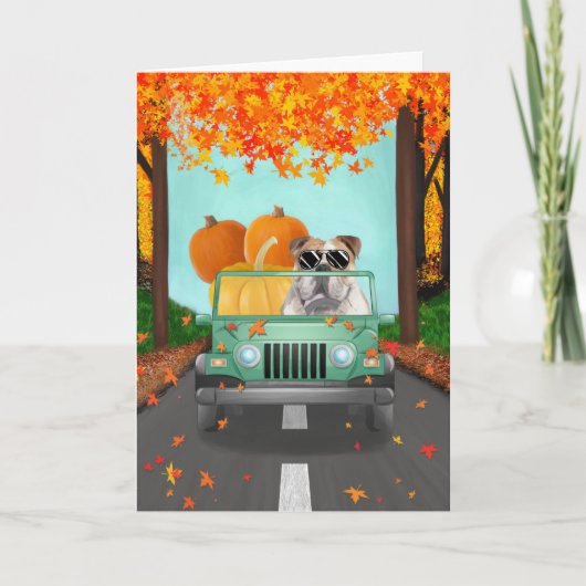 English Bulldog Fall Pumpkin Karte (Vorderseite)