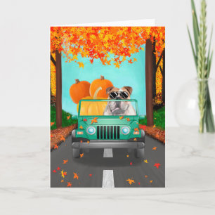 English Bulldog Fall Pumpkin Karte