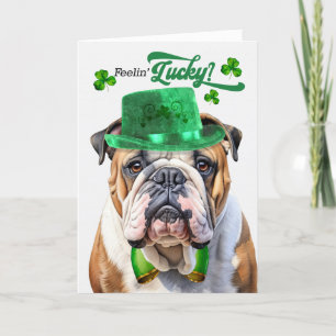 English Bulldog Feelin' Lucky St Patrick's Day Feiertagskarte