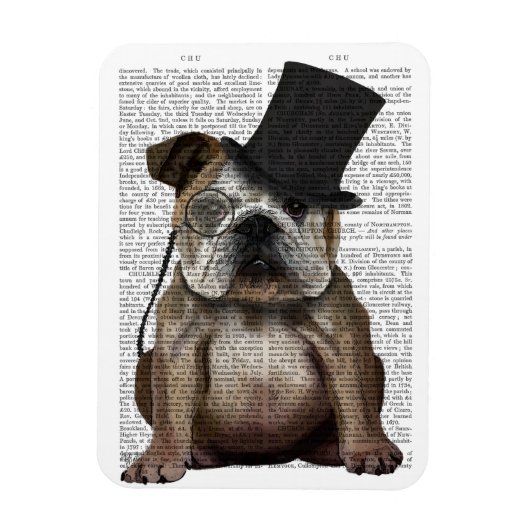 English Bulldog, Formal Hound and Hat Magnet (Vertikal)