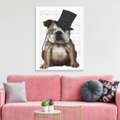 English Bulldog, Formal Hound und Hat Leinwanddruck (Insitu (Wohnzimmer))