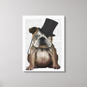 English Bulldog, Formal Hound und Hat Leinwanddruck