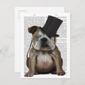 English Bulldog, Formal Hound und Hat Postkarte (Vorne/Hinten)
