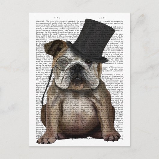 English Bulldog, Formal Hound und Hat Postkarte (Vorderseite)