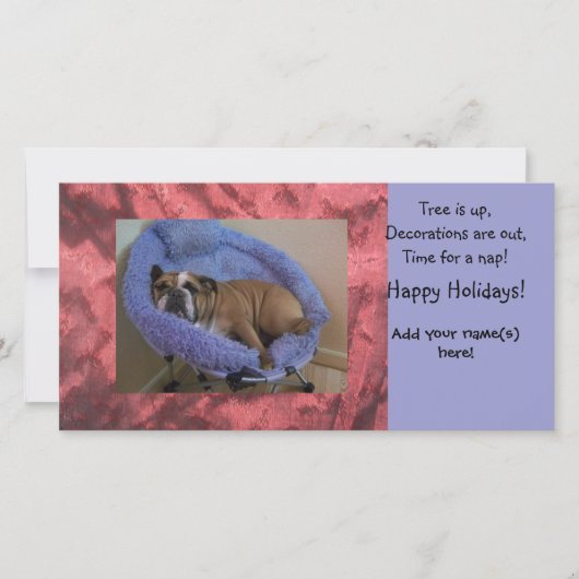 English Bulldog Foto Weihnachtskarten Feiertagskarte (Vorderseite)