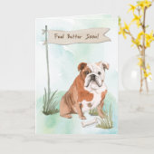 English Bulldog fühlen sich besser nach der Operat Karte (Gelbe Blume)