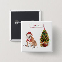 English Bulldog Funny Christmas Dog mit Baum