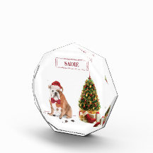 English Bulldog Funny Christmas Dog mit Baum