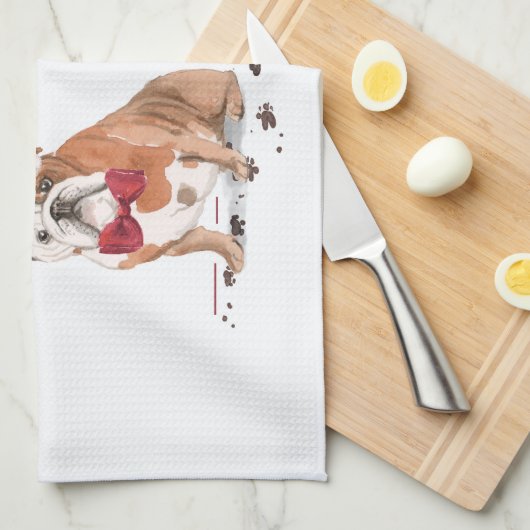 English Bulldog Funny Christmas Dog mit Baum Geschirrtuch (Viertel Falte)