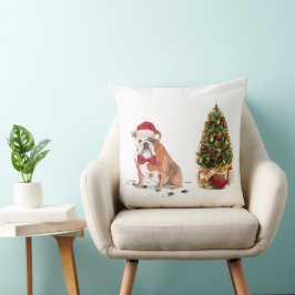 English Bulldog Funny Christmas Dog mit Baum Kissen