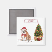 English Bulldog Funny Christmas Dog mit Baum Magnet (Vorderseite/Rückseite)