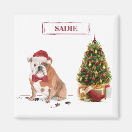 English Bulldog Funny Christmas Dog mit Baum Magnet