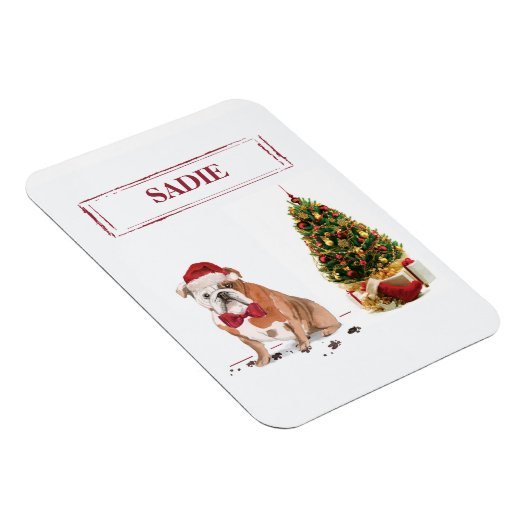 English Bulldog Funny Christmas Dog mit Baum Magnet (Rechte Seite)