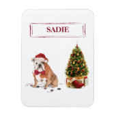English Bulldog Funny Christmas Dog mit Baum Magnet (Vertikal)