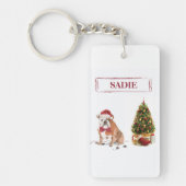 English Bulldog Funny Christmas Dog mit Baum Schlüsselanhänger (Vorderseite)