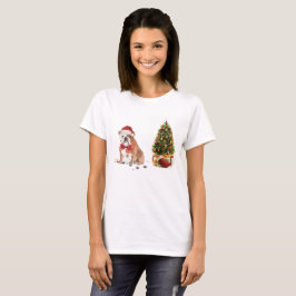 English Bulldog Funny Christmas Dog mit Baum T-Shirt