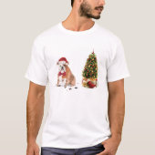 English Bulldog Funny Christmas Dog mit Baum T-Shirt (Vorderseite)