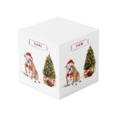 English Bulldog Funny Christmas Dog mit Baum Würfel (Vorderseite Schrägansicht)