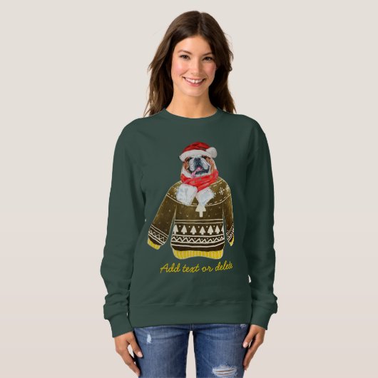 English Bulldog Funny Ugly Christmas Hund Mama Swe Sweatshirt (Vorne ganz)