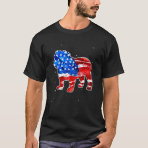 English Bulldog Gefärbte Krawatte American Flag Pa T-Shirt