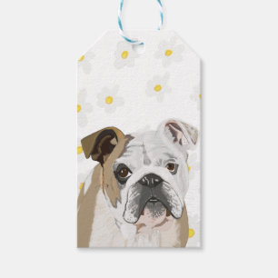 English Bulldog gegen Daisies Geschenkanhänger