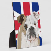 English Bulldog gegen einen EU Jack Fotoplatte (Seite)