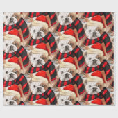 English Bulldog Gemustert Weihnachten Geschenkpapier (Flach)