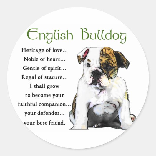 English Bulldog Geschenke Runder Aufkleber (Vorderseite)