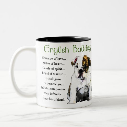 English Bulldog Geschenke Zweifarbige Tasse (Links)