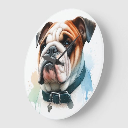 English Bulldog Große Wanduhr (Winkel)