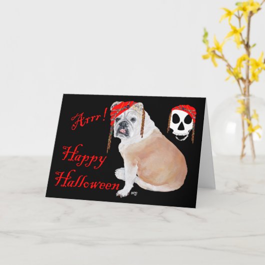 English Bulldog Halloween Karte (Gelbe Blume)