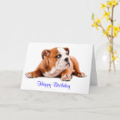English Bulldog Happy Birthday Card - Verse inside Karte (Gelbe Blume)