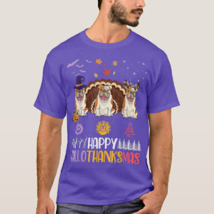 English Bulldog Happy Halloween Erntedank Merry T-Shirt